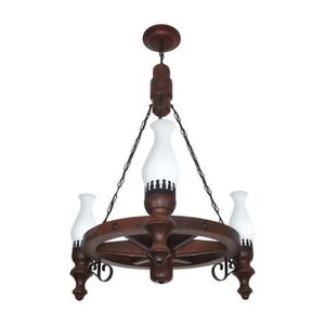 Lustre Roda De Carroça Envelhecido 3 Lâmpadas 903e - Luminárias Muller
