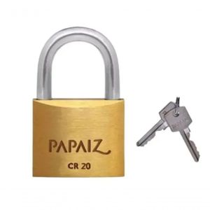 Cadeado Papaiz Cr 20mm Latão Maciço Com 2 Chaves Qualidade