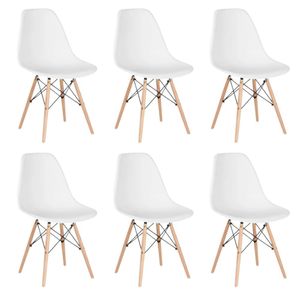 Conjunto 6 Cadeiras Para Sala De Jantar Eames Eiffel Dkr Branco