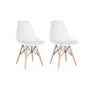 Conjunto 2 Cadeiras Para Sala De Jantar Eames Eiffel Dkr Branco