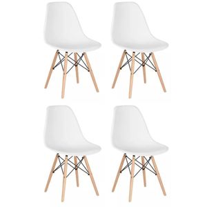 Conjunto 4 Cadeiras Para Sala De Jantar Eames Eiffel Dkr Branco