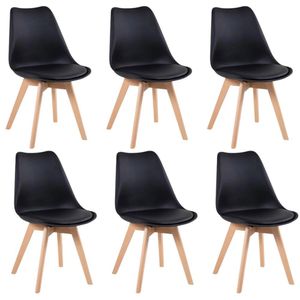 Conjunto 6 Cadeiras Para Sala De Jantar Eames Leda Estofadas Preto