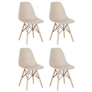 Conjunto 4 Cadeiras Para Sala De Jantar Eames Eiffel Dkr Nude