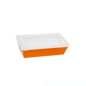 Travessa Stillo Retangular Com Tampa 2l Laranja Em Polipropileno Linha Tropical Vem