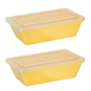 Kit Travessas Stillo Com Tampa 2l 2 Peças Amarelo Claro Em Polipropileno Linha Tendência Vem