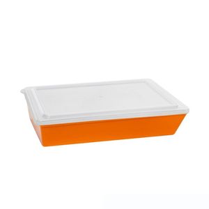 Travessa Stillo Retangular Com Tampa 5l Laranja Em Polipropileno Linha Tropical Vem