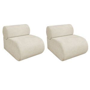 Kit 2 Poltronas Decorativas Orgânica Virgínia Bouclé - Doce Sonho Móveis Bege