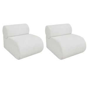 Kit 2 Poltronas Decorativas Orgânica Virgínia Bouclé - Doce Sonho Móveis Branco