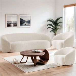 Kit Sofá 3 Lugares 180cm E 2 Poltronas Orgânica Luxo Amore Linho Verde