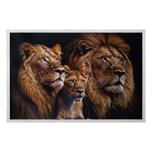 Quadro Decorativo Leões Moldura Cx Alta 100x66