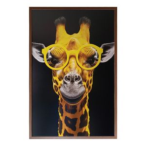 Quadro Decorativo Girafa De Óculos Moldura Cx Alta 100x66