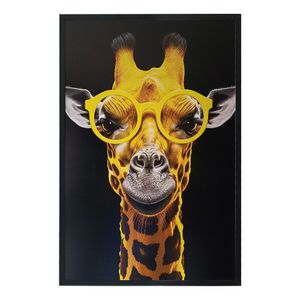 Quadro Decorativo Girafa De Óculos Moldura Cx Alta 100x66