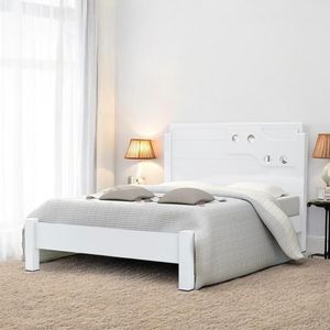 Cama Casal Com Aplique Espelho Colônia Branca