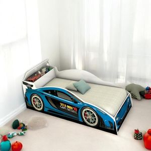 Cama Solteiro Speed Com Baú Azul