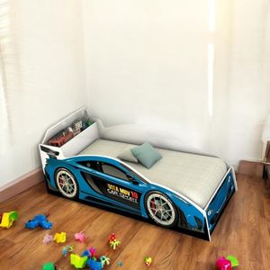 Cama Juvenil Speed Com Baú Azul