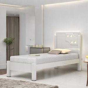 Cama Solteiro Com Aplique Espelho Colônia Branca Com Colchão