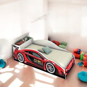 Cama Juvenil Speed Com Baú Vermelha