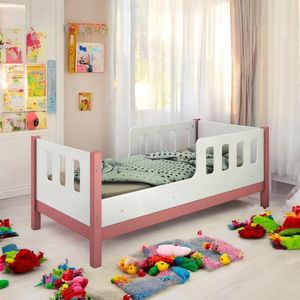 Cama Juvenil Com Proteção Essenza Branca E Rosa