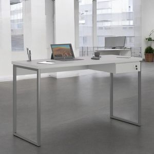 Mesa Home Office Escrivaninha Shine 1,36 Cinza Com Gaveteiro