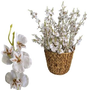 Galho Orquídea Chuva De Ouro Branca Flor Permanente 95cm