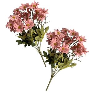 Buquê Mini Margarida Rosa Flor Permanente 35cm