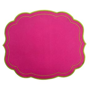 Lugar Americano Impermeável Pink Com Bordado Verde