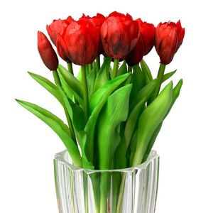 Buquê De Tulipa Permanente 40cm Em Silicone Toque Real Vermelho