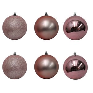 Bolinha De Natal Mix De Modelos C- 6 Peças 10cm- Rose Gold- Chibrali