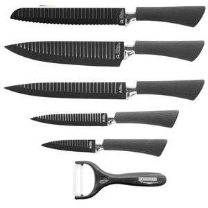 Kit Facas 6 Peças Aço Inox Churrasco Gourmet Pretas