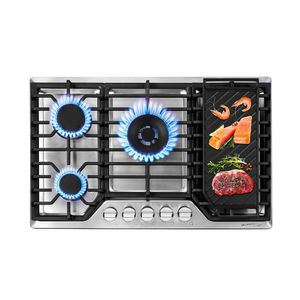 Cooktop A Gás Amzchef 30 Com 5 Queimadores Sabaf E Chapa Dupla inox