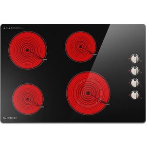 Cooktop Elétrico Amzchef 30 Com 4 Bocas E Controle De Botão preto