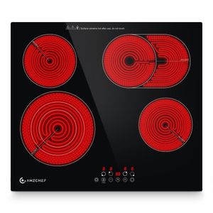 Cooktop Elétrico Amzchef 24 Embutido Com 4 Bocas E 9 Níveis De Potência