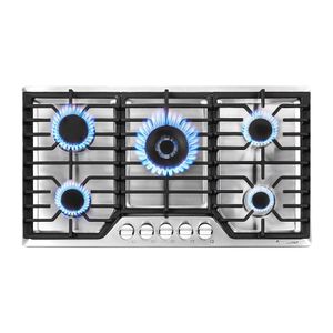Cooktop A Gás Amzchef 36 Com 5 Bocas Sabaf, Conversível Ng-lpg inox