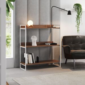 Nicho 3 Prateleiras 95cm Industrial Córdoba Branco E Carvalho