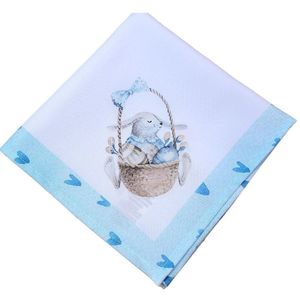 Kit 4 Guardanapo De Tecido Oxford Balão Coelho Da Páscoa Azul 40cmx40cm azul