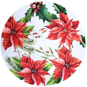 Kit 4 Capas Sousplat Flor De Natal Vermelha 35cmx35cm