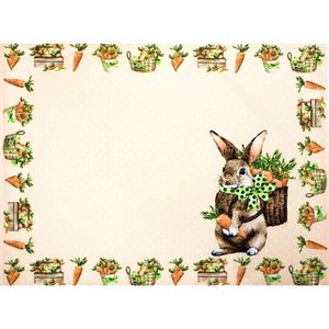 Kit 4 Jogos Americanos Cesta Coelho Da Páscoa Poá Laranja 43cmx34cm laranja