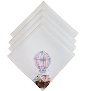 Kit 4 Guardanapo De Tecido Coelho Da Páscoa Balão Mágico 40cmx40cm bege