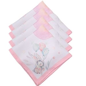 Kit 4 Guardanapo De Tecido Coelho Da Páscoa Balão Rosa 40cmx40cm rosa