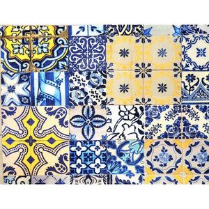 Kit 4 Jogo Americano Azulejo Azul 43cmx34cm azul