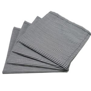 Kit 4 Guardanapos De Tecido Algodão Listrado Preto 39cmx39cm