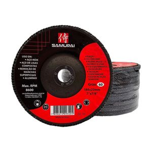 Kit 10 Discos De Lixa Flap De Fibra 180mm 7” Grão 60
