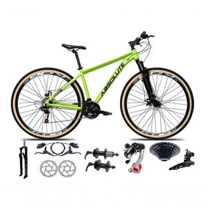 Bicicleta Aro 29 Absolute Nero 5 Câmbios Shimano 24v K7 Freios Hidráulicos Garfo Trava Com Pneu Faixa - Verde Tam.21