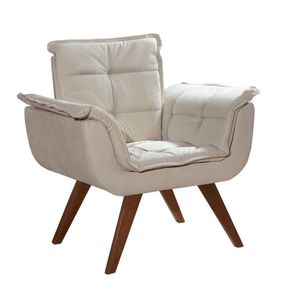 Conjunto Poltronas Pés Palito Decoração Sala Recepção Bege
