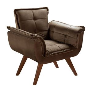 Conjunto Poltronas Pés Palito Decoração Sala Recepção Marrom