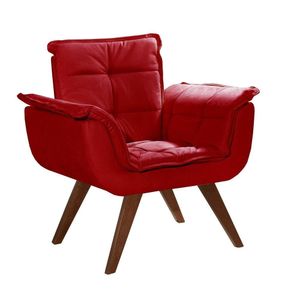 Conjunto Poltronas Pés Palito Decoração Sala Recepção Vermelho