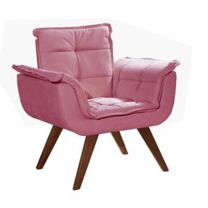 Conjunto Poltronas Opala Pés Palito Decoração Sala Recepção Rosa