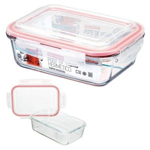 Vasilha De Vidro Hermética Com Tampa 1040ml Mantimentos Para Microondas Freezer Congelador Geladeira Comida Pote