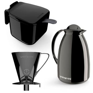 Garrafa De Cafe Termica Kit Com Açucareiro Com Colher E Suporte Para Filtro Preta