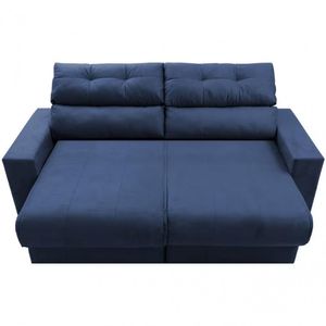 Sofá 3 Lugares Cama Clean Retrátil E Reclinável Inbox Clean Azul